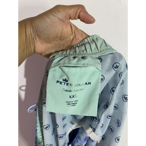 Peter Millar Swim Trunks Mens XXL Blue Seaside Collection Beach Hawaiian Turtles - Picture 8 of 12
